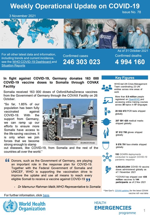 Weekly operational update on COVID-19 - 3 November 2021