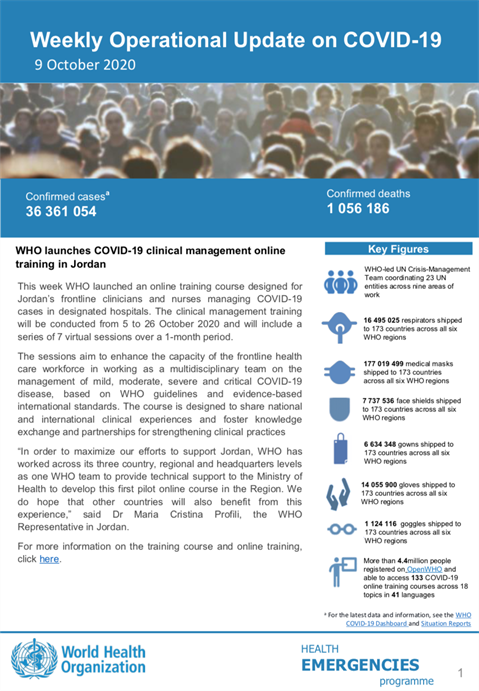Weekly operational update on COVID-19- 9 October 2020