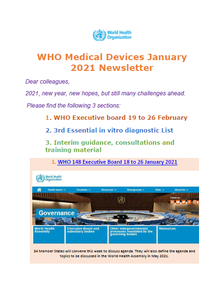 WHO Medical Devices January 2021
Newsletter