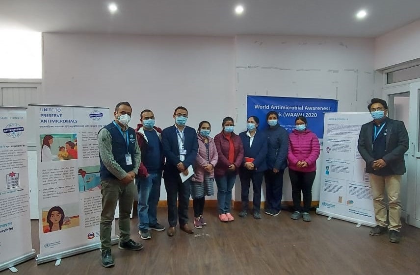 WAAW2020-NPHL2 Picture 2: Representatives from NPHL, FHI 360 and WHO Nepal on WAAW 2020 celebration week at NPHL.