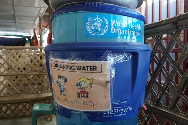 Communal LifeStraw water filter donated by WHO to Terre des hommes’ health facility in Teknaf, Cox’s Bazar ( WHO Bangladesh/ Tatiana Almeida ) Communal LifeStraw water filter donated by WHO to Terre des hommes’ health facility in Teknaf, Cox’s Bazar ( WHO Bangladesh/ Tatiana Almeida )