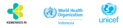 Logo Kemenkes, WHO Indonesia, dan UNICEF