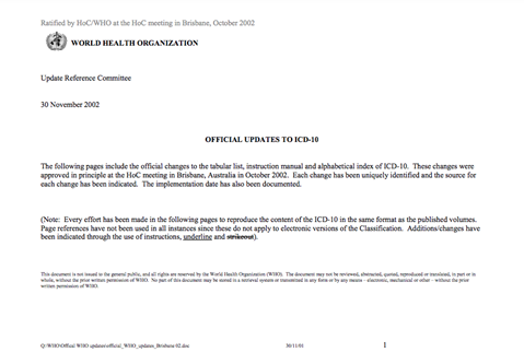ICD-10 Updates 2002