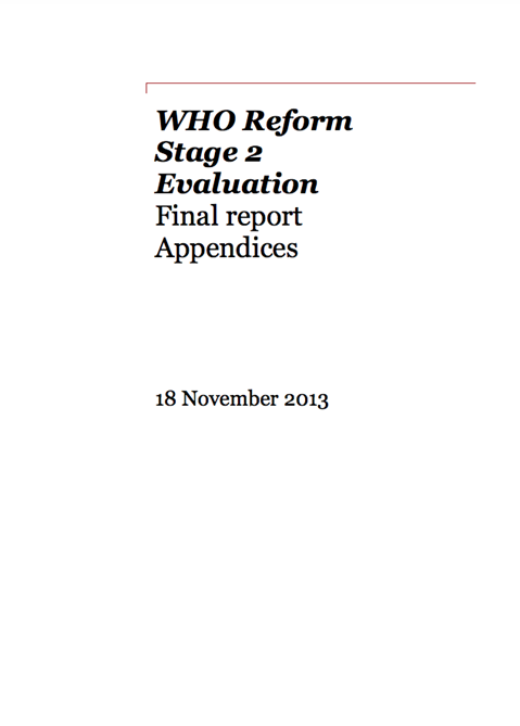 WHO Reform Stage 2 Evaluation - Appendices