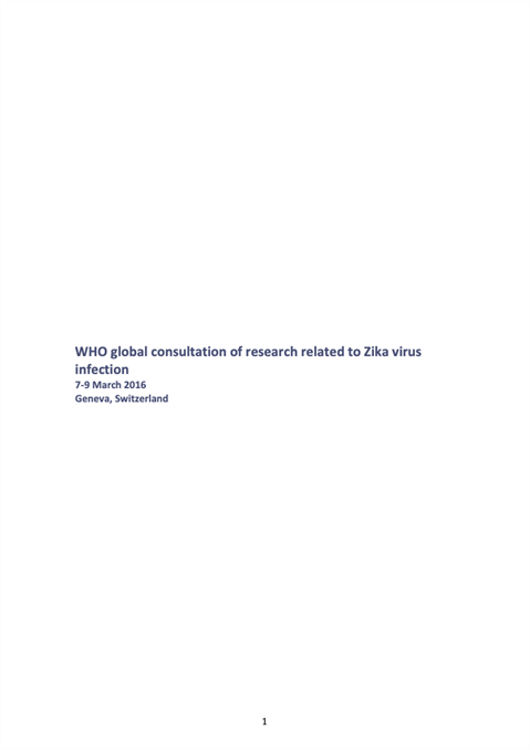 WHO global consultation of research related to Zika virus infection