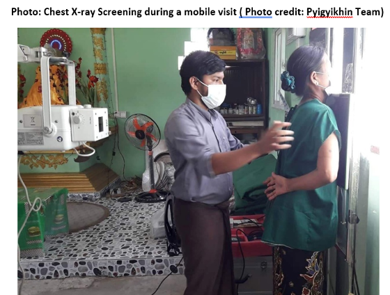 Chest X-ray screening during a mobile visit (Photo credit: Pyigyikhin Team)