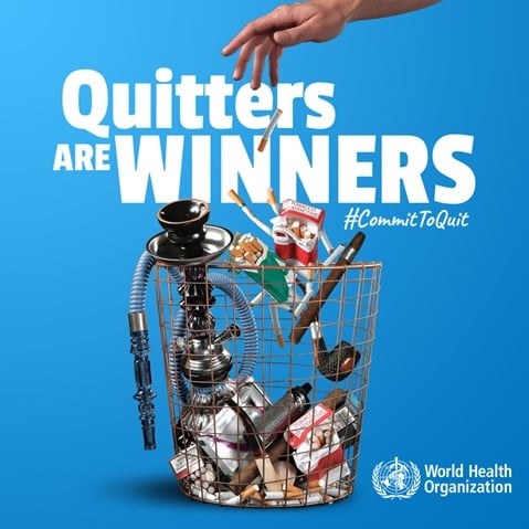 Trash bin containing nicotine and tobacco products