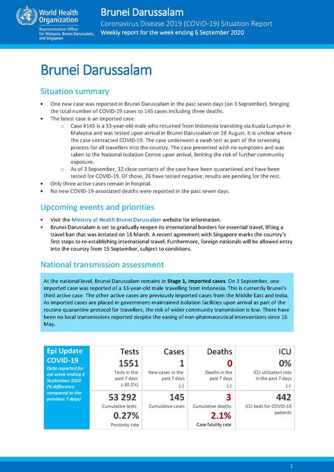 COVID-19 in Brunei Darussalam Situation Report 03