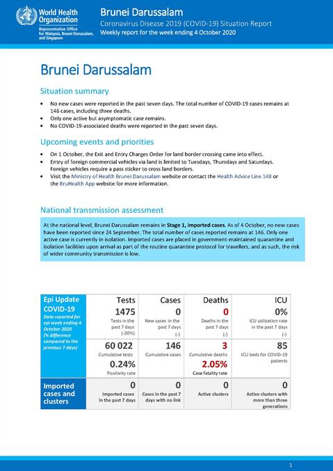 COVID-19 in Brunei Darussalam Situation Report 07