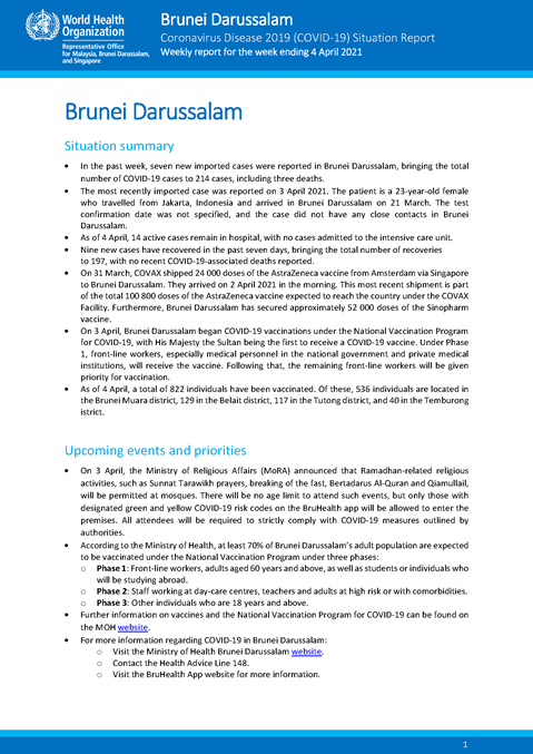 COVID-19 in Brunei Darussalam Situation Report 17