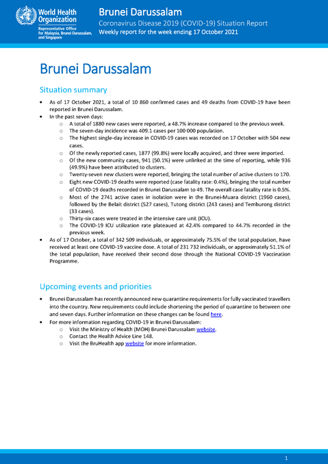COVID-19 in Brunei Darussalam Situation Report 42