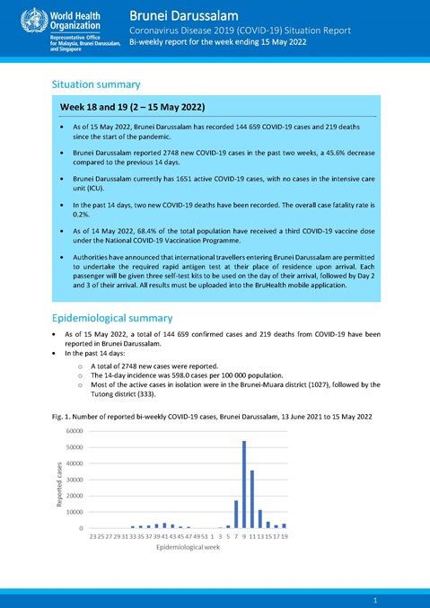 COVID-19 in Brunei Darussalam Situation Report 56