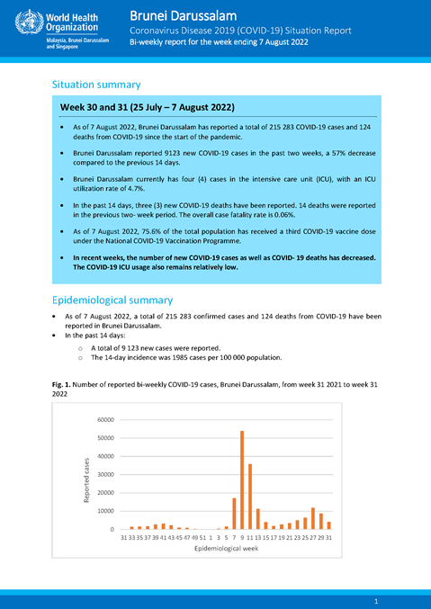 COVID-19 in Brunei Darussalam Situation Report 61
