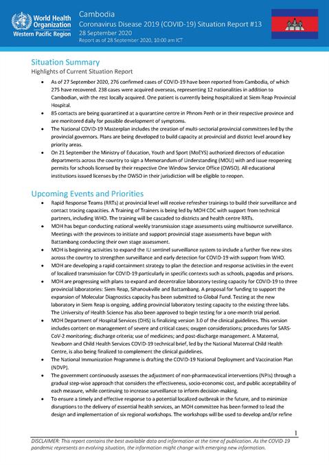 COVID-19 Joint WHO-MOH Situation Report 13