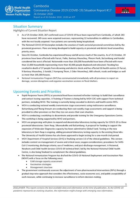 COVID-19 Joint WHO-MOH Situation Report 17