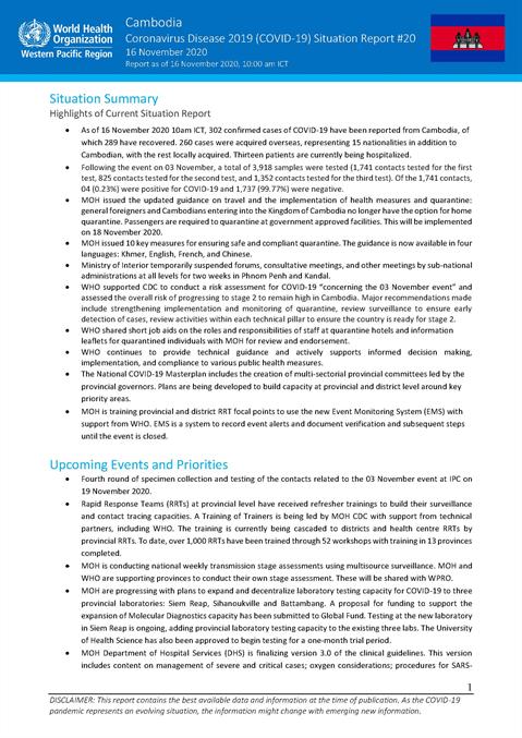 COVID-19 Joint WHO-MOH Situation Report 20