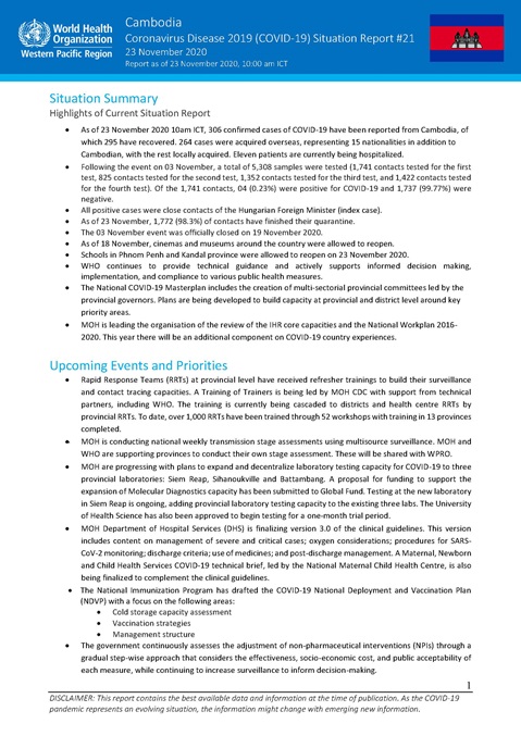 COVID-19 Joint WHO-MOH Situation Report 21