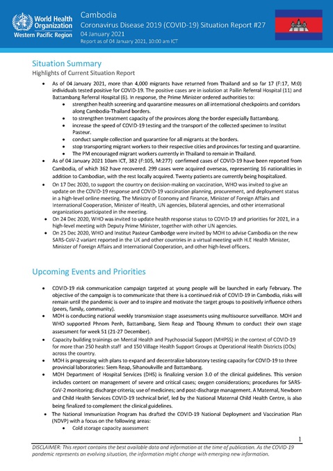 COVID-19 Joint WHO-MOH Situation Report 27