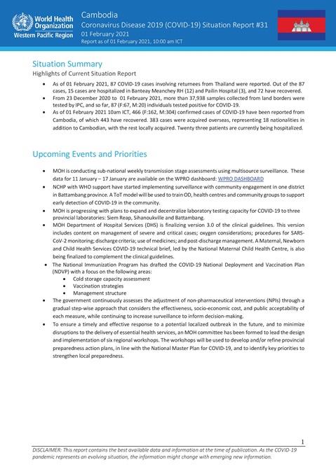 COVID-19 Joint WHO-MOH Situation Report 31