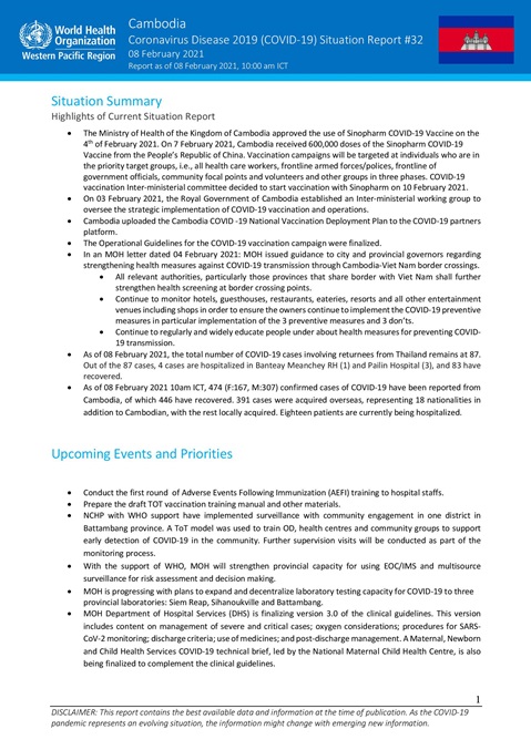 COVID-19 Joint WHO-MOH Situation Report 32
