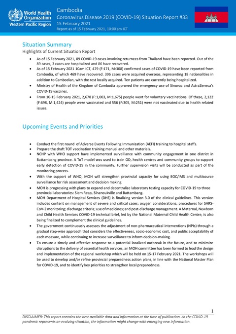 COVID-19 Joint WHO-MOH Situation Report 33