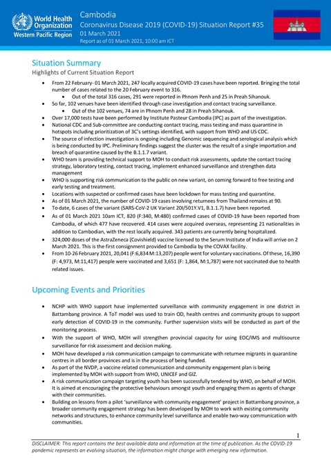 COVID-19 Joint WHO-MOH Situation Report 35