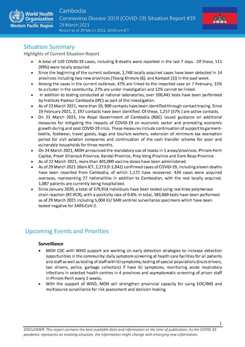 COVID-19 Joint WHO-MOH Situation Report 39