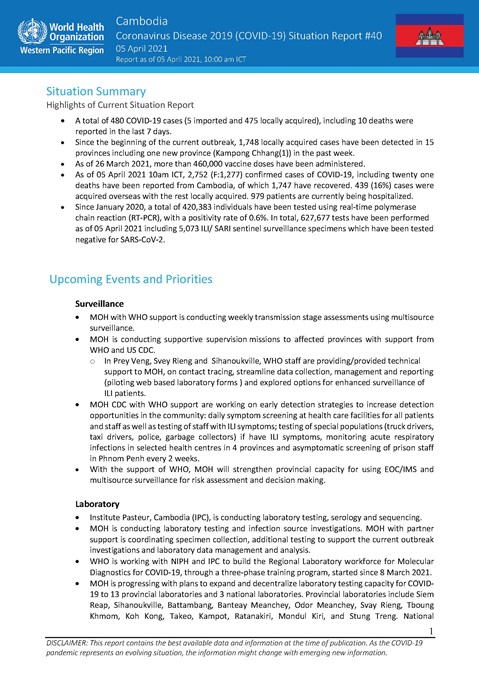 COVID-19 Joint WHO-MOH Situation Report 40