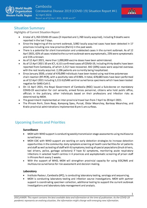 COVID-19 Joint WHO-MOH Situation Report 41