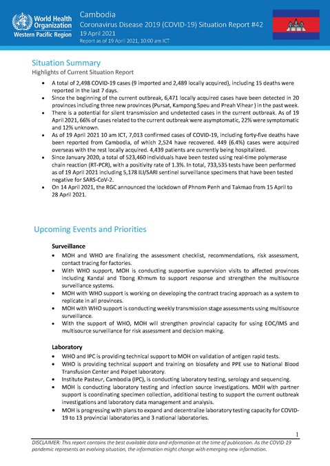 COVID-19 Joint WHO-MOH Situation Report 42