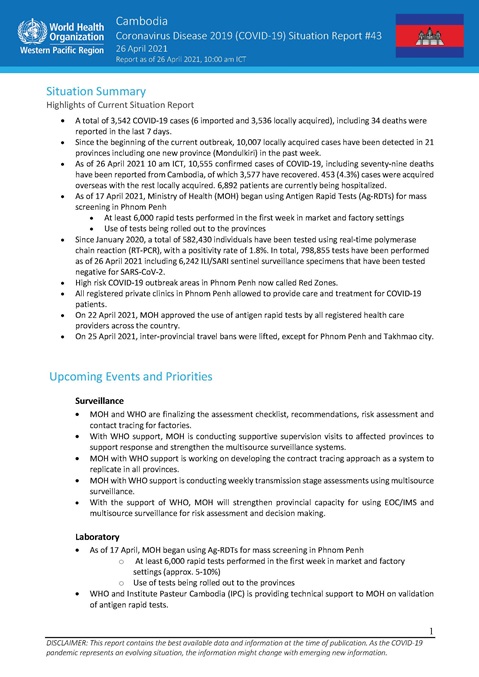 COVID-19 Joint WHO-MOH Situation Report 43