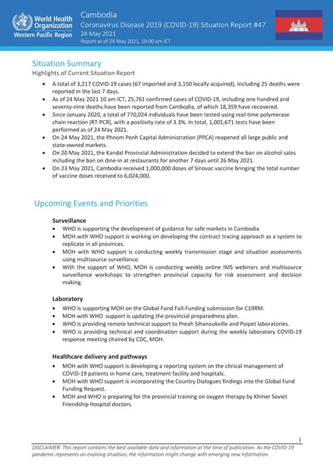 COVID-19 Joint WHO-MOH Situation Report 47