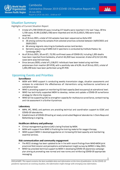COVID-19 Joint WHO-MOH Situation Report 56