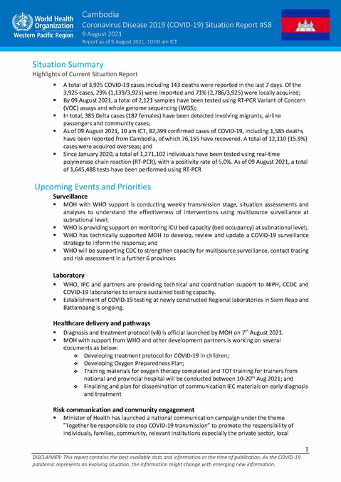 COVID-19 Joint WHO-MOH Situation Report 58