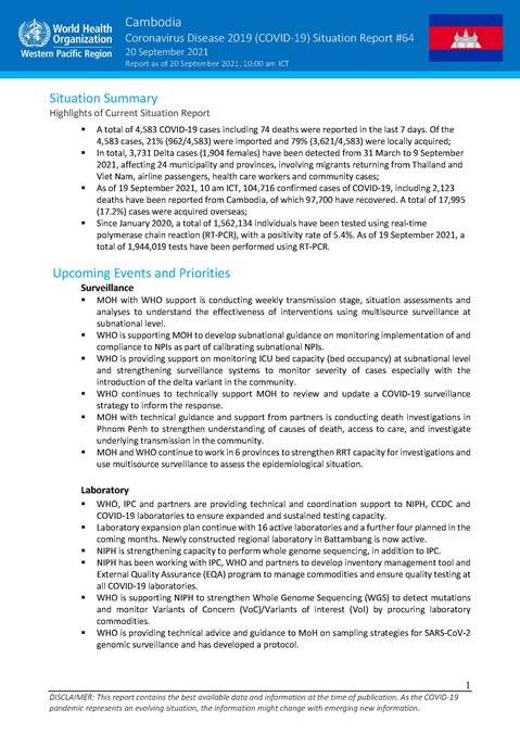 COVID-19 Joint WHO-MOH Situation Report 64