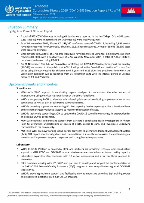 COVID-19 Joint WHO-MOH Situation Report 71