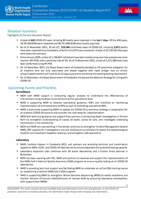 COVID-19 Joint WHO-MOH Situation Report 72