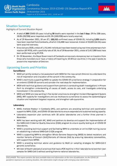 COVID-19 Joint WHO-MOH Situation Report 74