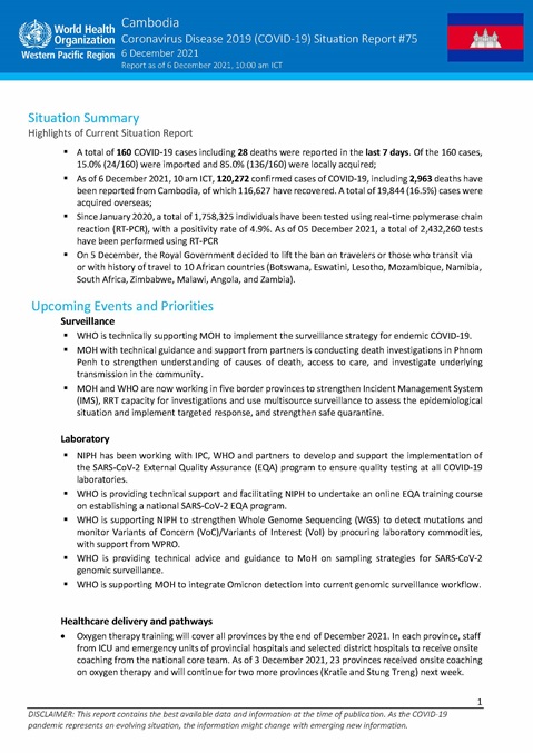 COVID-19 Joint WHO-MOH Situation Report 75