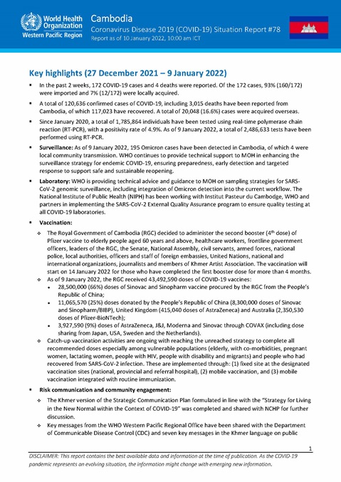 COVID-19 Joint WHO-MOH Situation Report 78