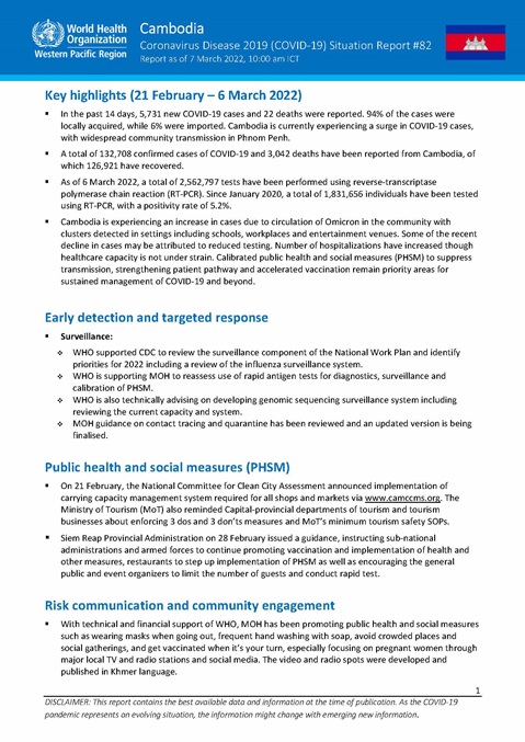 COVID-19 Joint WHO-MOH Situation Report 82