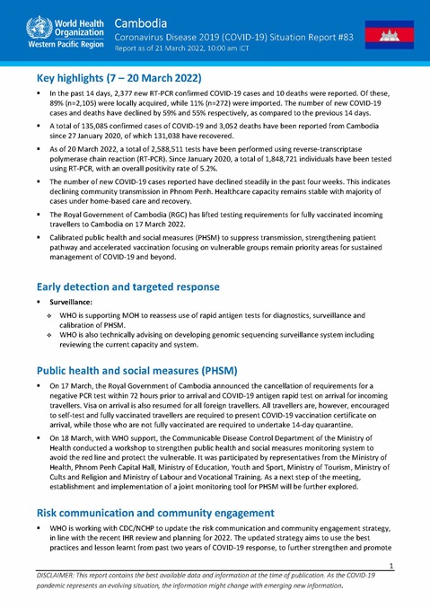 COVID-19 Joint WHO-MOH Situation Report 83