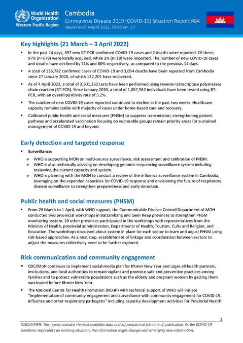 COVID-19 Joint WHO-MOH Situation Report 84