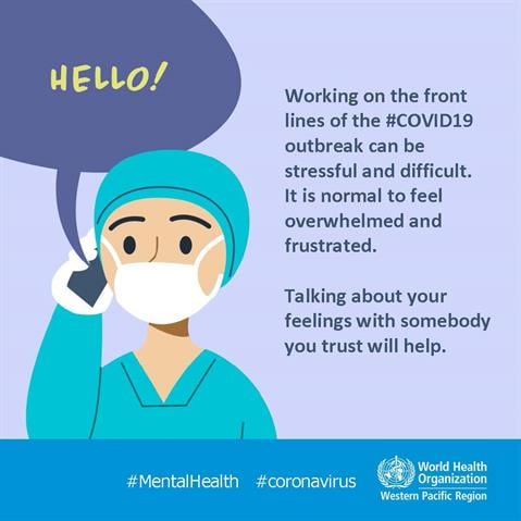 Frontliners and stress Infographic of text