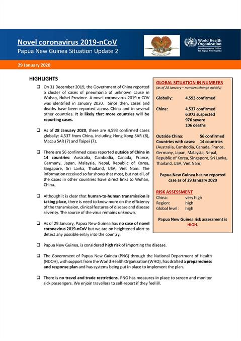 COVID-19 in Papua New Guinea Situation Report 02