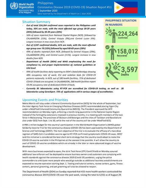 COVID-19 in the Philippines Situation Report 51