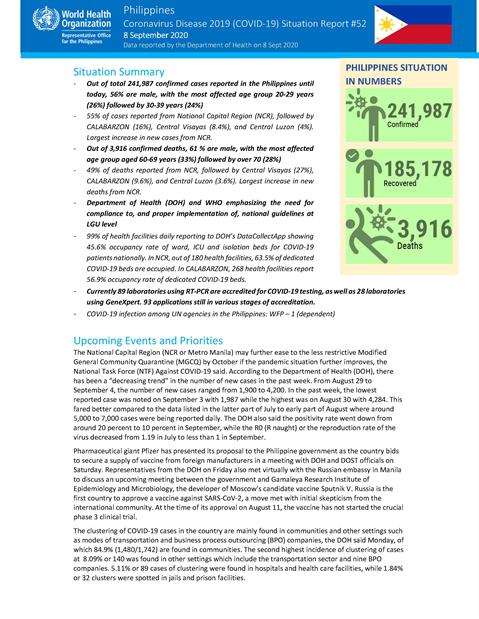 COVID-19 in the Philippines Situation Report 52
