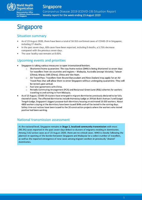 COVID-19 in Singapore Situation Report 01