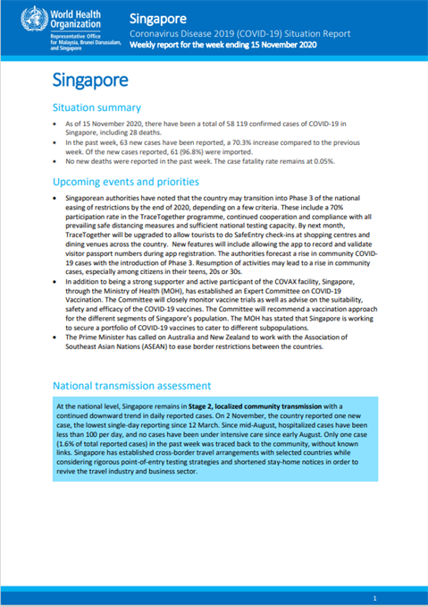 COVID-19 in Singapore Situation Report 09