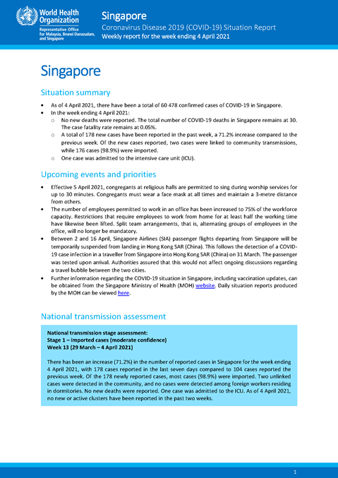 COVID-19 in Singapore Situation Report 16